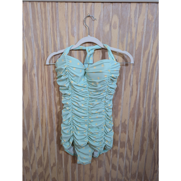 Unique Vintage Swim Other - NWOT Women's Unique Vintage Swim One Piece Size L Green Yellow Polka Dot